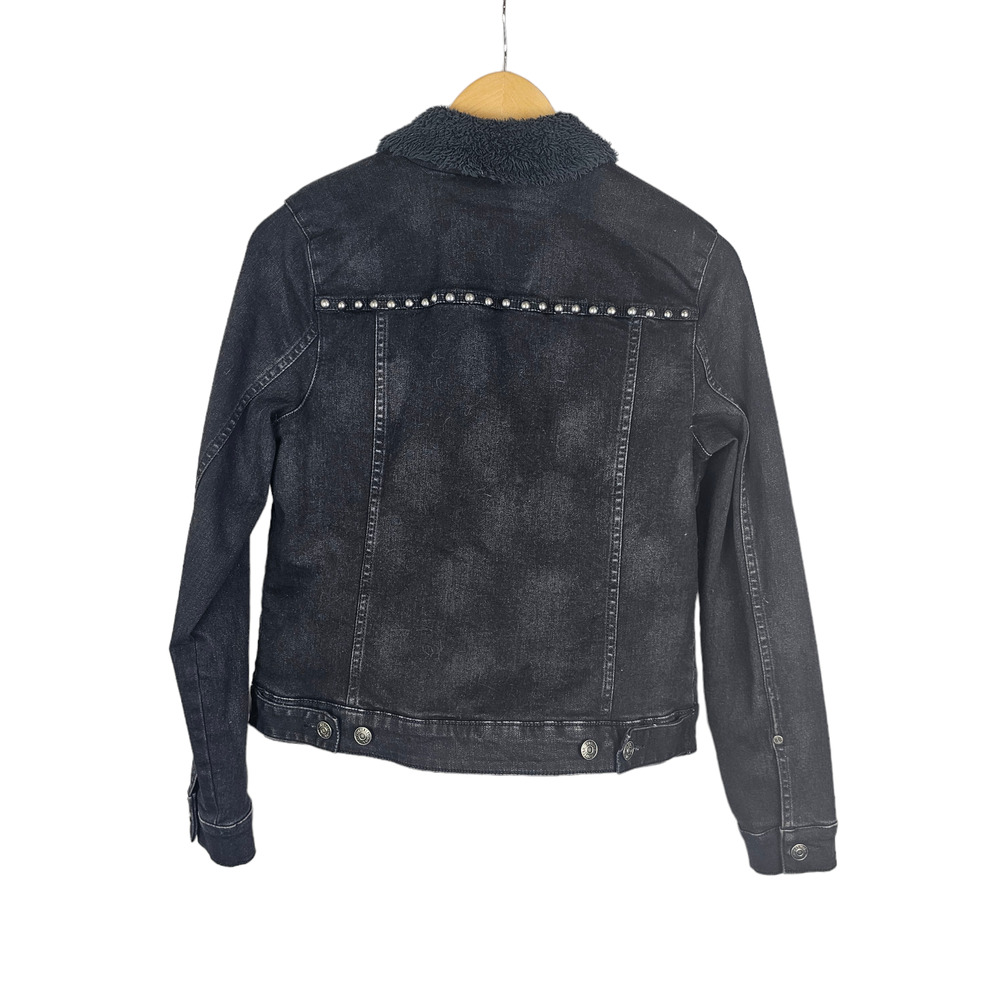 Harley-Davidson Sherpa Fleece Lined Denim Jacket Black S - Picture 2 of 2